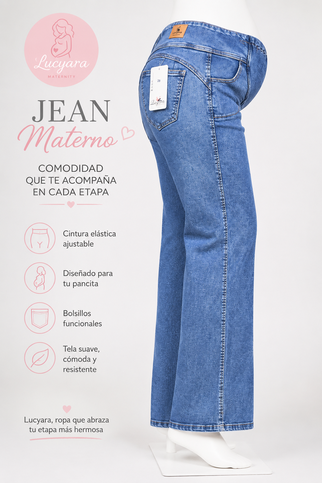Jean Materno “Soft Denim Comfort” – Estilo y Comodidad en Cada Etapa