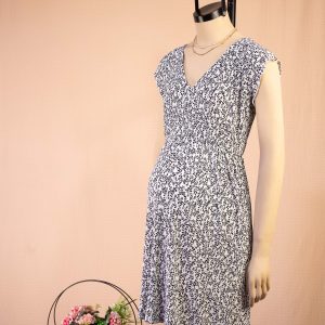 Vestido Materno "Black & White Botanical" – Elegancia Atemporal